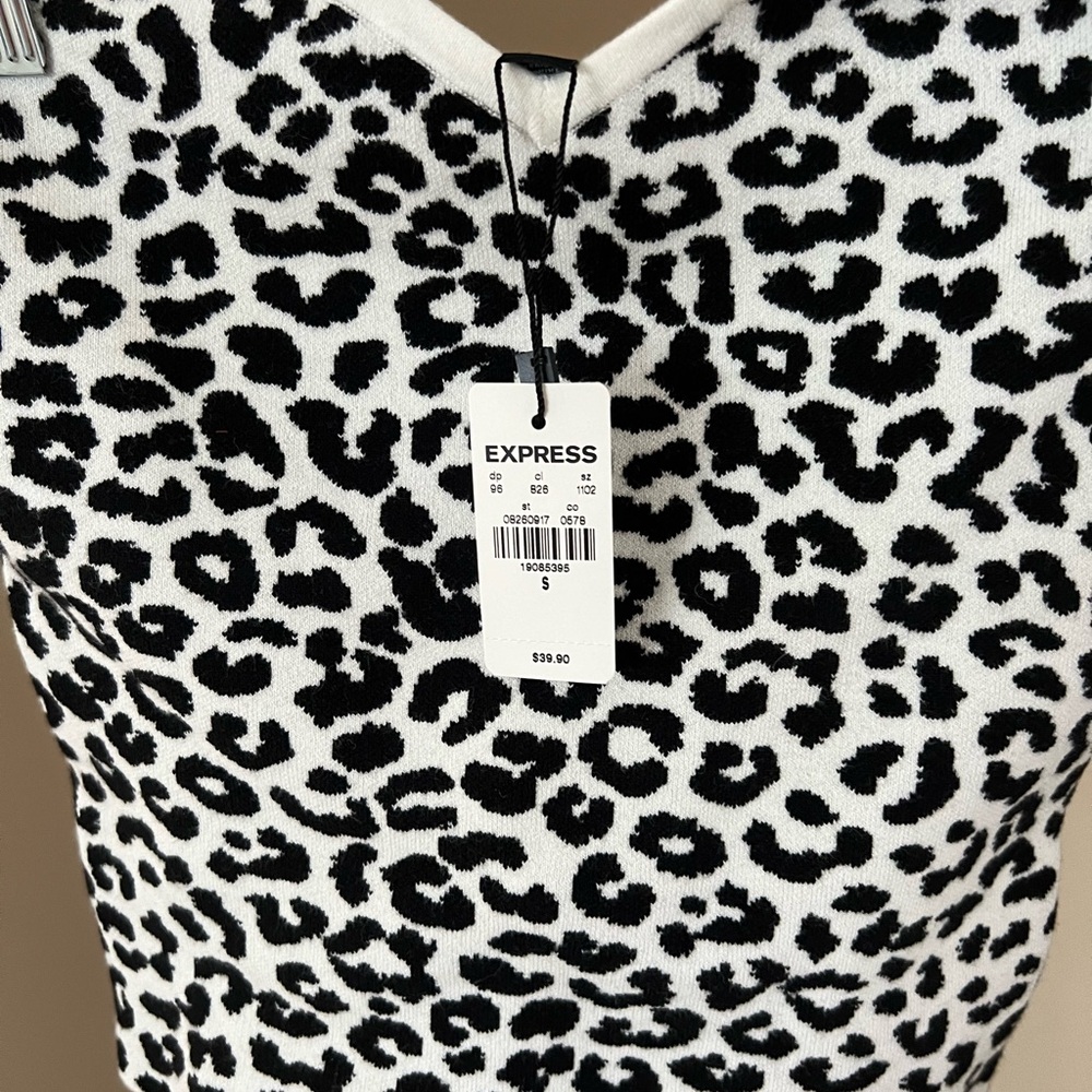 Express Black and White Leopard Print Tube crop Top